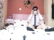 國產TS女神洋洋公寓約戰猥瑣正裝白領男 穿著性感開檔黑絲互舔後入幹得直流水狂噴精 720P高清原版